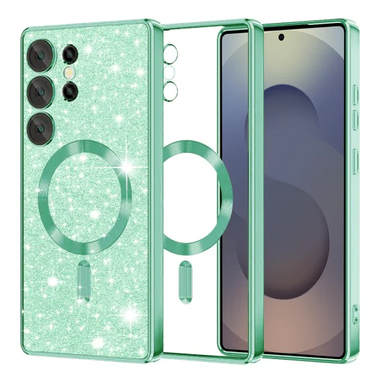 Калъф за Samsung Galaxy S25 Ultra - Luxury Glitter MagSafe - Light Green