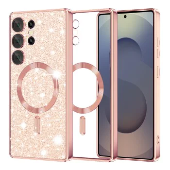 Калъф за Samsung Galaxy S25 Ultra - Luxury Glitter MagSafe - Rose Gold