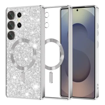 Калъф за Samsung Galaxy S25 Ultra - Luxury Glitter MagSafe - Сребрист