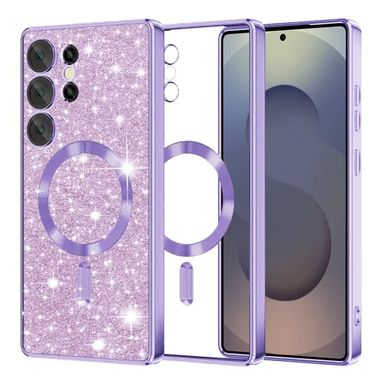 Калъф за Samsung Galaxy S25 Ultra - Luxury Glitter MagSafe - Светло лилав