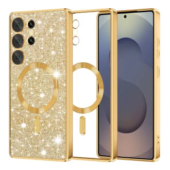 Калъф за Samsung Galaxy S25 Ultra - Luxury Glitter MagSafe - Златен