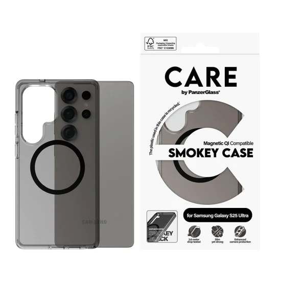 Калъф за Samsung Galaxy S25 Ultra - PanzerGlass® - CARE Flagship Urban Combat Black Qi Compatible - Smokey