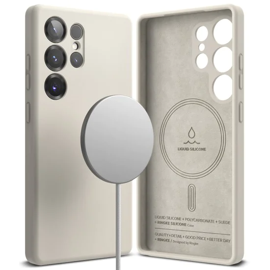 Калъф за Samsung Galaxy S25 Ultra - Ringke Silicone Magnetic MagSafe - Stone