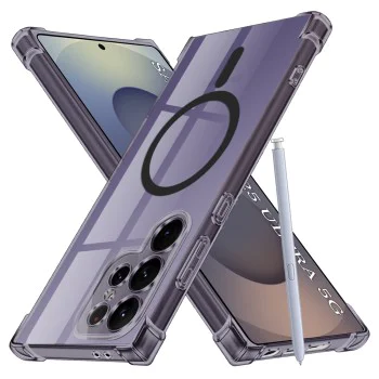 Калъф за Samsung Galaxy S25 Ultra - Techsuit - Удароустойчив Clear Silicone MagSafe - Опушено Черен