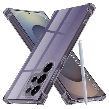 Калъф за Samsung Galaxy S25 Ultra - Techsuit - Удароустойчив Clear Silicone - Опушено Черен