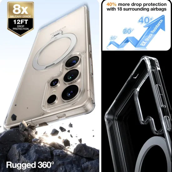 Калъф за Samsung Galaxy S25 Ultra - Torras Ostand Spin Series - Clear