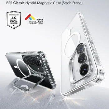 Калъф за Samsung Galaxy S26 - ESR Classic Hybrid HaloLock Kickstand - Прозрачен
