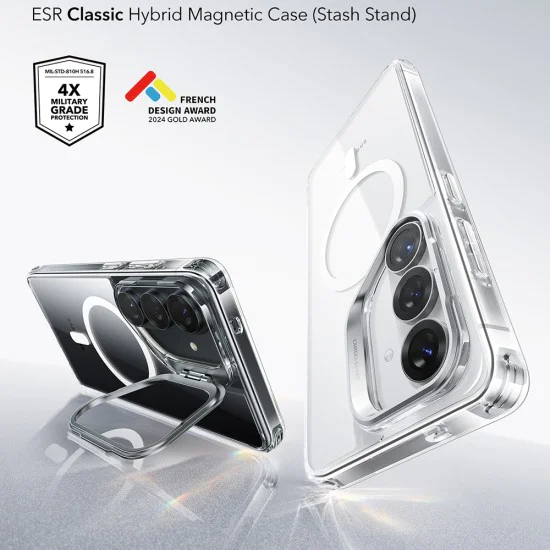 Калъф за Samsung Galaxy S26 - ESR Classic Hybrid HaloLock Kickstand - Прозрачен