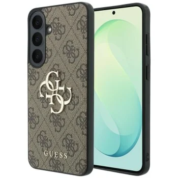 Калъф за Samsung Galaxy S26 FE - Leather 4G Metal Logo (GUHCS26FE4GMGBR) - Guess - Кафяв
