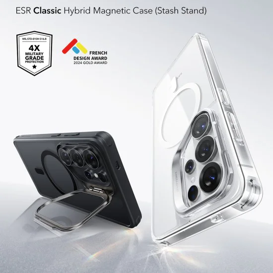 Калъф за Samsung Galaxy S26 Ultra - ESR Classic Hybrid HaloLock Kickstand - Матово черен