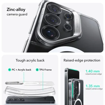 Калъф за Samsung Galaxy S26 Ultra - ESR Classic Hybrid HaloLock Kickstand - Прозрачен