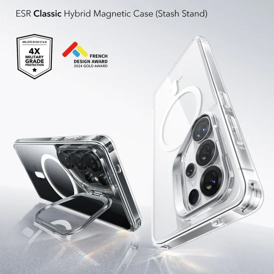Калъф за Samsung Galaxy S26 Ultra - ESR Classic Hybrid HaloLock Kickstand - Прозрачен