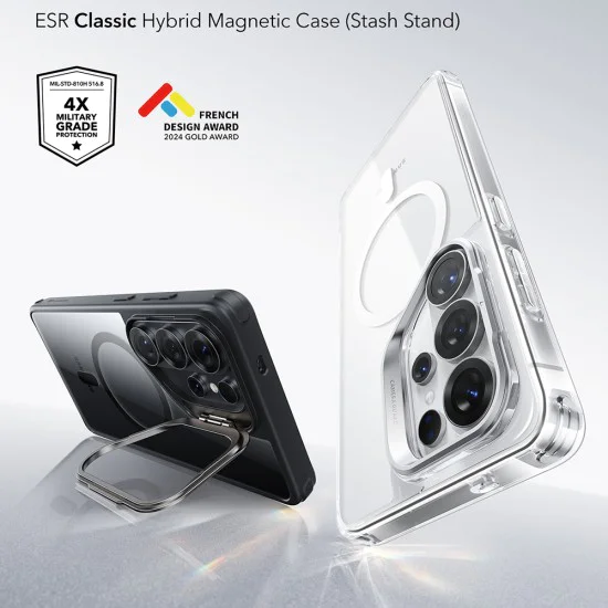 Калъф за Samsung Galaxy S26 Ultra - ESR Classic Hybrid HaloLock Kickstand - Прозрачно черен