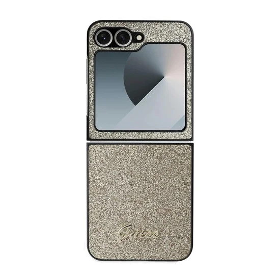 Калъф за Samsung Galaxy Z Flip6 - Guess Glitter Script (GUHCZZF6HGGSHD) - златен