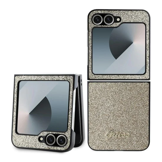 Калъф за Samsung Galaxy Z Flip6 - Guess Glitter Script (GUHCZZF6HGGSHD) - златен