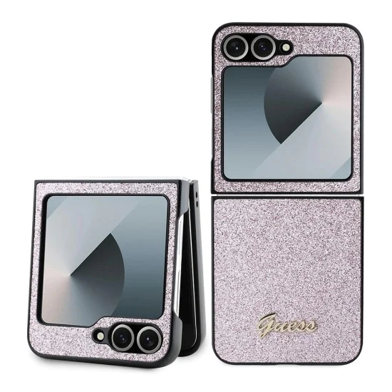 Калъф за Samsung Galaxy Z Flip6 - Guess Glitter Script (GUHCZZF6HGGSHP) - розова