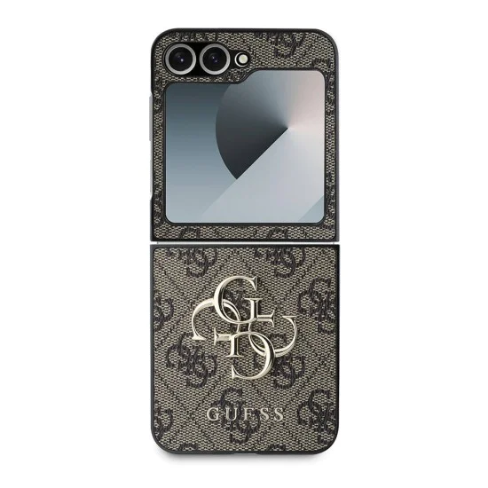 Калъф за Samsung Galaxy Z Flip6 - Guess Leather 4G Metal Logo (GUHCZZF64GMGBR) - Кафяв