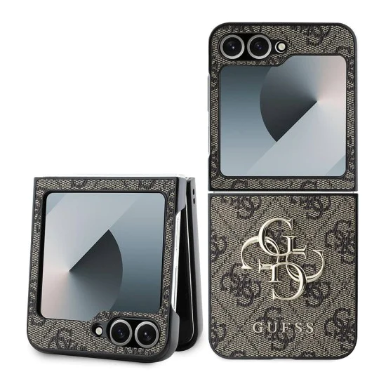 Калъф за Samsung Galaxy Z Flip6 - Guess Leather 4G Metal Logo (GUHCZZF64GMGBR) - Кафяв