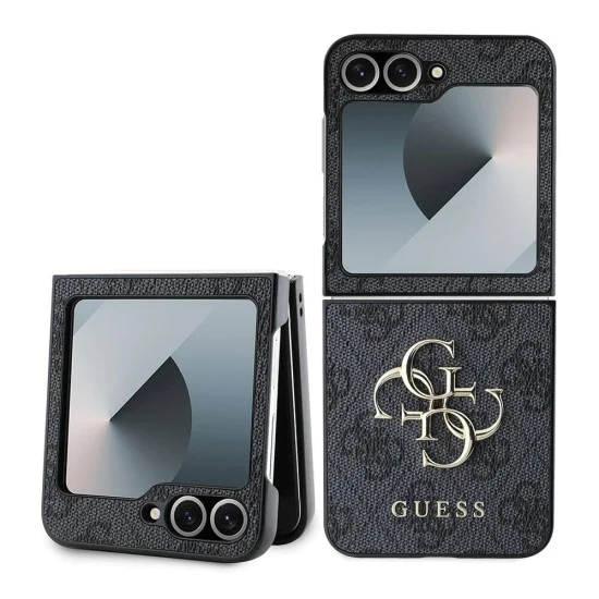 Калъф за Samsung Galaxy Z Flip6 - Guess Leather 4G Metal Logo (GUHCZZF64GMGGR) - Черен