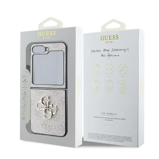 Калъф за Samsung Galaxy Z Flip6 - Guess Leather 4G Metal Logo (GUHCZZF64GMGPI) - Розов