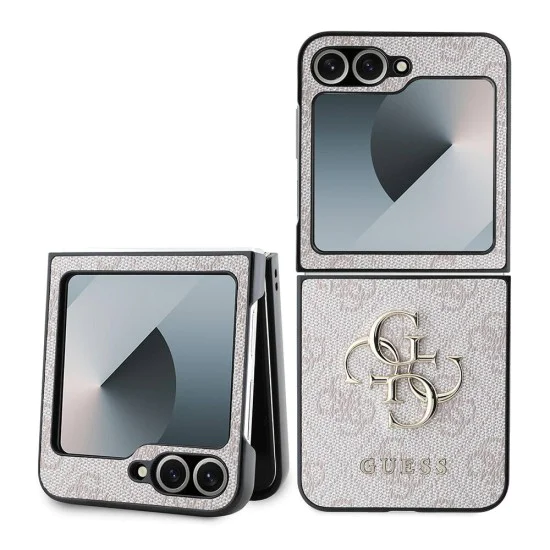 Калъф за Samsung Galaxy Z Flip6 - Guess Leather 4G Metal Logo (GUHCZZF64GMGPI) - Розов