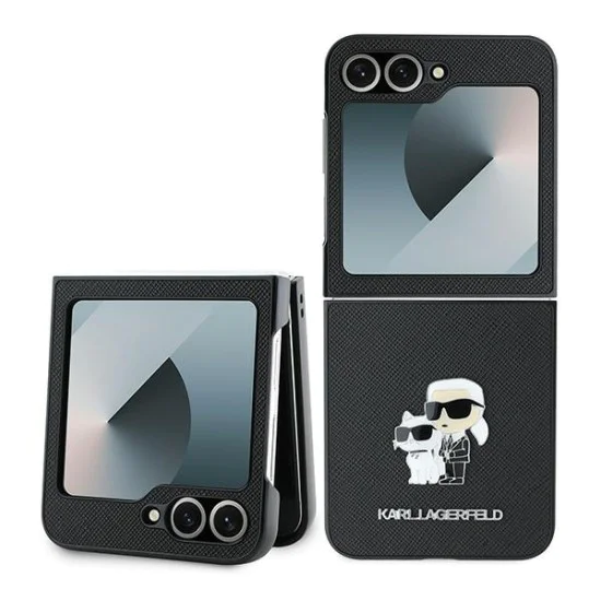 Калъф за Samsung Galaxy Z Flip6 - Karl Lagerfeld Saffiano (KLHCZZF6SAPKCNPK) - Karl&Choupette Metal Pin
