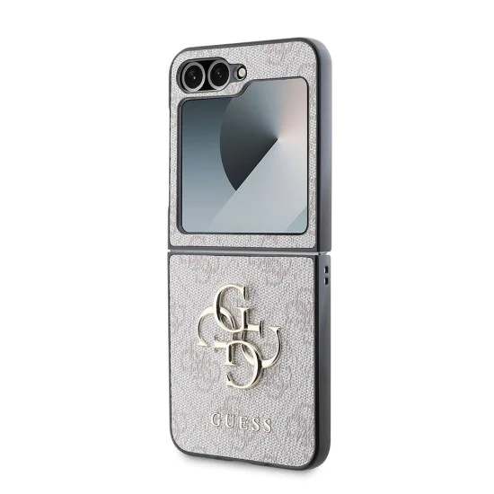 Калъф за Samsung Galaxy Z Flip7 – Guess (GUHCZF74GMGPI) Leather 4G Metal Logo – Розов