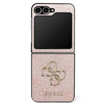 Калъф за Samsung Galaxy Z Flip7 – Guess (GUHCZF74GMGPI) Leather 4G Metal Logo – Розов