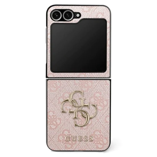 Калъф за Samsung Galaxy Z Flip7 – Guess (GUHCZF74GMGPI) Leather 4G Metal Logo – Розов