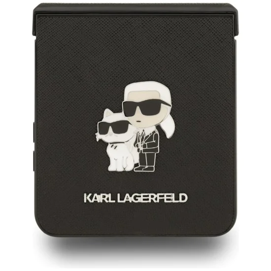 Калъф за Samsung Galaxy Z Flip7 – Karl Lagerfeld (KLHCZF7SAPKCNPK) Saffiano Karl&Choupette Pin – Черен