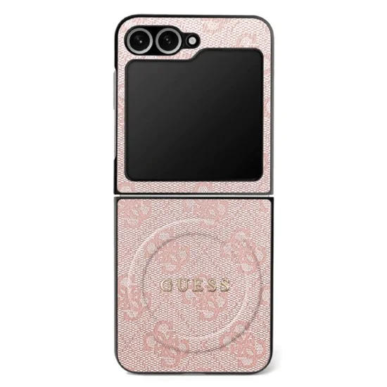 Калъф за Samsung Galaxy Z Flip7 – с MagSafe – Guess (GUHMZF7P4MSEGCP) 4G Collection Leather – Розов