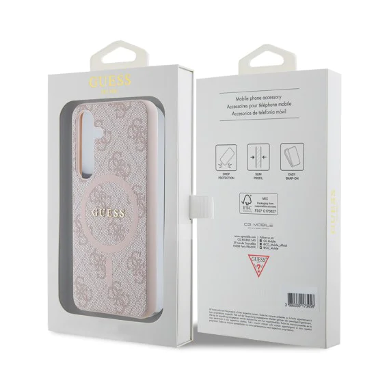 Калъф за Samsung Galaxy Z Flip7 – с MagSafe – Guess (GUHMZF7P4MSEGCP) 4G Collection Leather – Розов