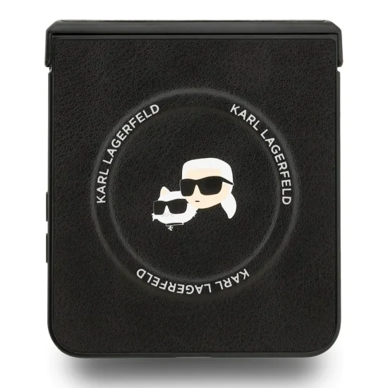 Калъф за Samsung Galaxy Z Flip7 – с MagSafe – Karl Lagerfeld (KLHMZF7PSMLRKCK) Leather Karl & Choupette Pins – Черен