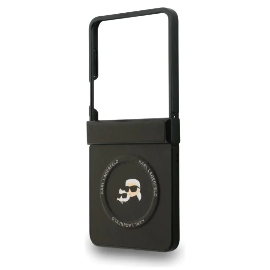 Калъф за Samsung Galaxy Z Flip7 – с MagSafe – Karl Lagerfeld (KLHMZF7PSMLRKCK) Leather Karl & Choupette Pins – Черен