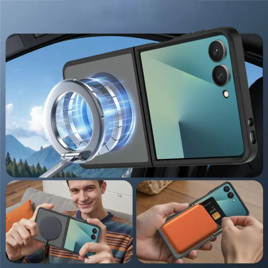 Калъф за Samsung Galaxy Z Flip8 - PureFrost MagSafe - Techsuit - Черен (Frosted Black)