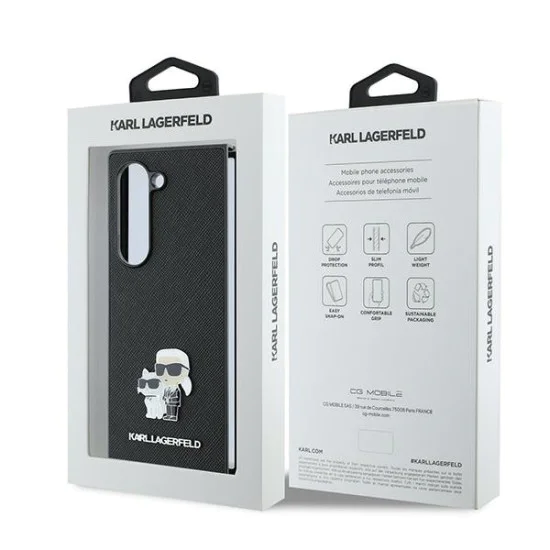 Калъф за Samsung Galaxy Z Fold6 - Karl Lagerfeld Saffiano (KLHCZFD6SAPKCNPK) - Karl&Choupette Metal Pin