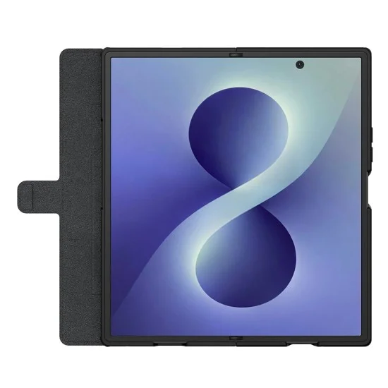 Калъф за Samsung Galaxy Z Fold8 Ultra - Qin Prop Silicone Leather Case (с прозрачно черен протектор за камера) - Nillkin - Черен