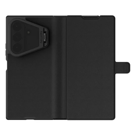Калъф за Samsung Galaxy Z Fold8 Ultra - Qin Prop Silicone Leather Case (с прозрачно черен протектор за камера) - Nillkin - Черен