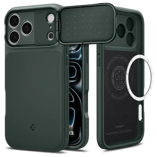 Калъф Spigen Optik Armor MagSafe (ACS09954) - iPhone 18 Pro / iPhone 17 Pro - Зелен