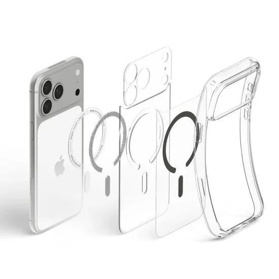 Калъф Spigen - Ultra Hybrid MagSafe (ACS12119) - iPhone 18 Pro Max / iPhone 17 Pro Max - Прозрачен / Сив