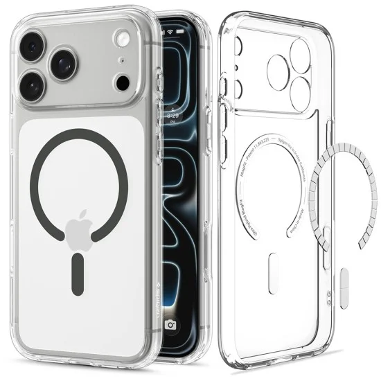 Калъф Spigen - Ultra Hybrid MagSafe (ACS12119) - iPhone 18 Pro Max / iPhone 17 Pro Max - Прозрачен / Сив