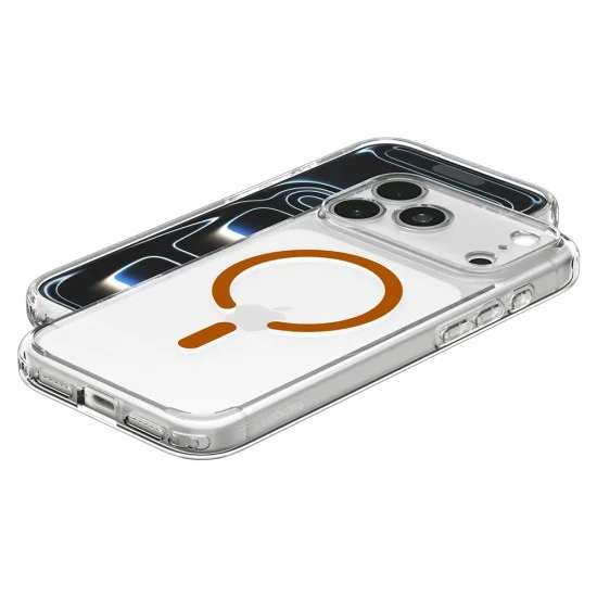 Калъф Spigen - Ultra Hybrid MagSafe (ACS12122) - iPhone 18 Pro Max / iPhone 17 Pro Max - Прозрачен / Оранжев