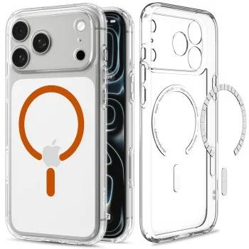 Калъф Spigen - Ultra Hybrid MagSafe (ACS12122) - iPhone 18 Pro Max / iPhone 17 Pro Max - Прозрачен / Оранжев