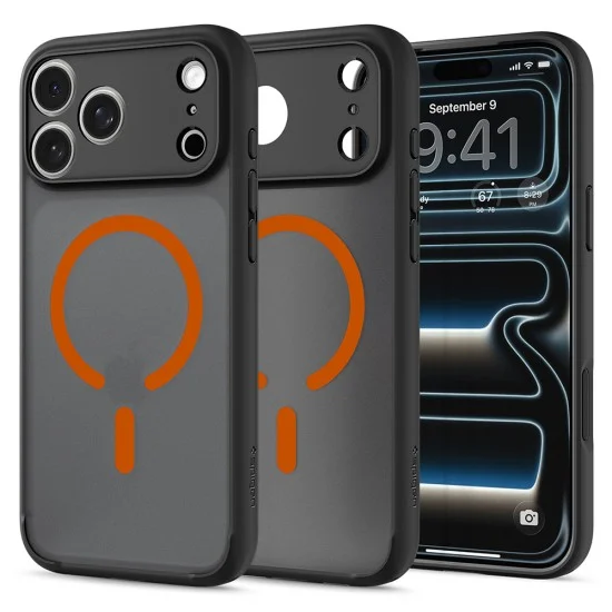 Калъф Spigen - Ultra Hybrid MagSafe (ACS12125) - iPhone 18 Pro Max / iPhone 17 Pro Max - Черен / Оранжев