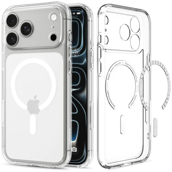 Калъф Spigen - Ultra Hybrid MagSafe (ACS12155) - iPhone 18 Pro / iPhone 17 Pro - Прозрачен / Бял