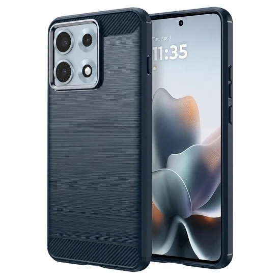Калъф Techsuit Carbon Silicone - Motorola Edge 70 Max - Син