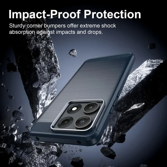 Калъф Techsuit Carbon Silicone - Motorola Edge 70 Max - Син