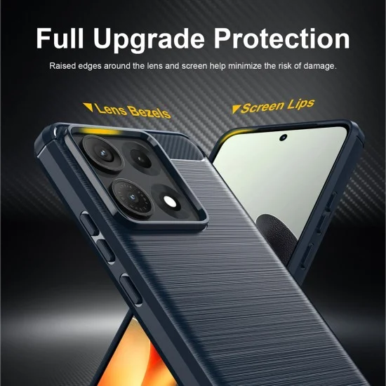 Калъф Techsuit Carbon Silicone - Motorola Edge 70 Max - Син