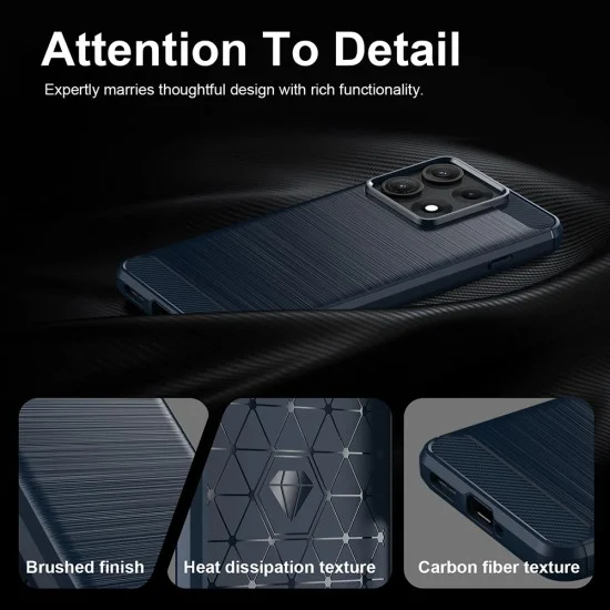Калъф Techsuit Carbon Silicone - Motorola Edge 70 Max - Син