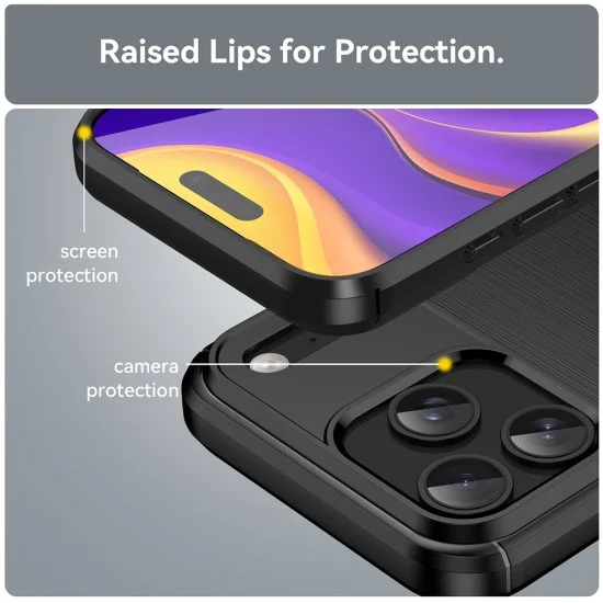 Калъф Techsuit Carbon Silicone - iPhone 18 Pro Max / iPhone 17 Pro Max - Черен